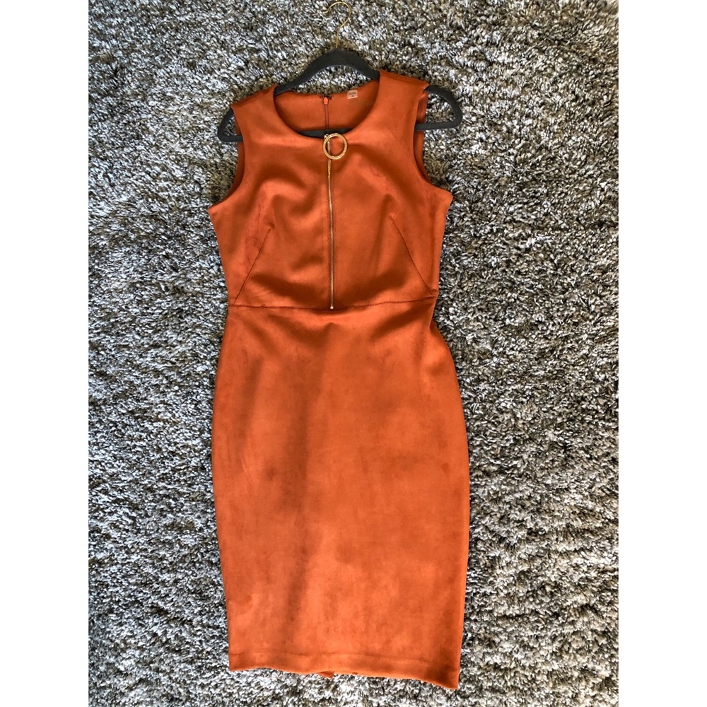 Orange Calvin Klein Suede Dress